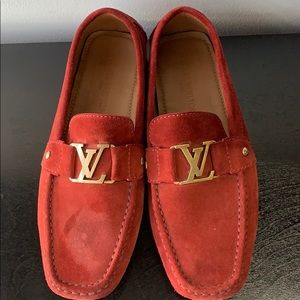 Louis Vuitton Red Suede Loafers